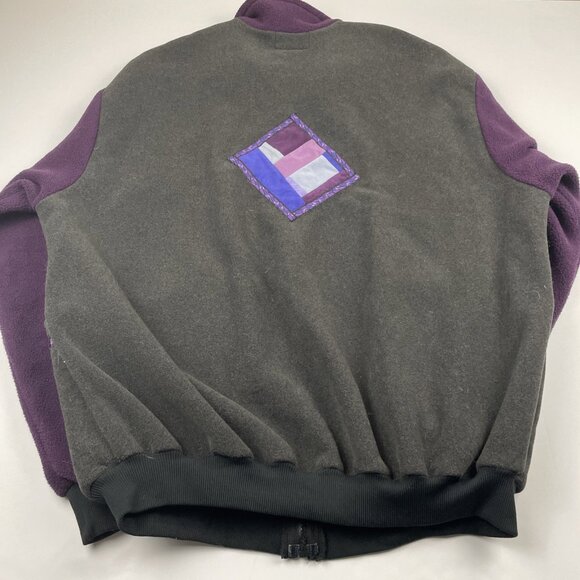 RED ROVER Polartec Fleece Jacket Coat Women’s M Black Purple Artsy Boho - Picture 4 of 9